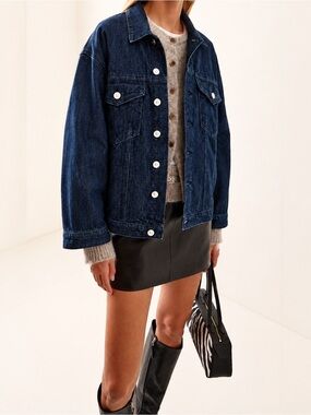 NWOT FWRD Dé Rococo Oversized & Relaxed Fit 90s Dark Indigo Denim Jacket | Small